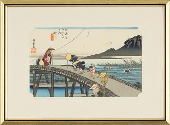 Ando Utagawa Hiroshige, after, a woodblock print in colours, 20th Century.