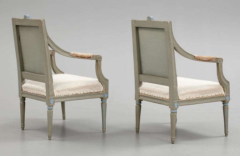 KARMSTOLAR, ett par, gustavianska, Stockholm, 1700-tal.