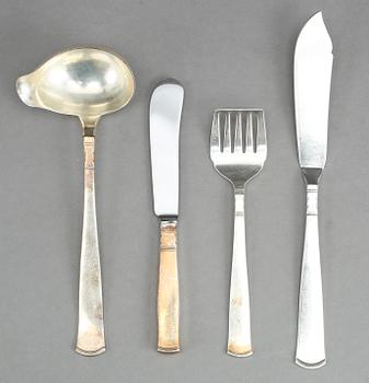 BESTICKSERVIS, 99 delar, "Rosenholm", Guldsmedsaktiebolaget GAB, Stockholm, mestadels 1964-1966. Vikt ca 3035 gram.
