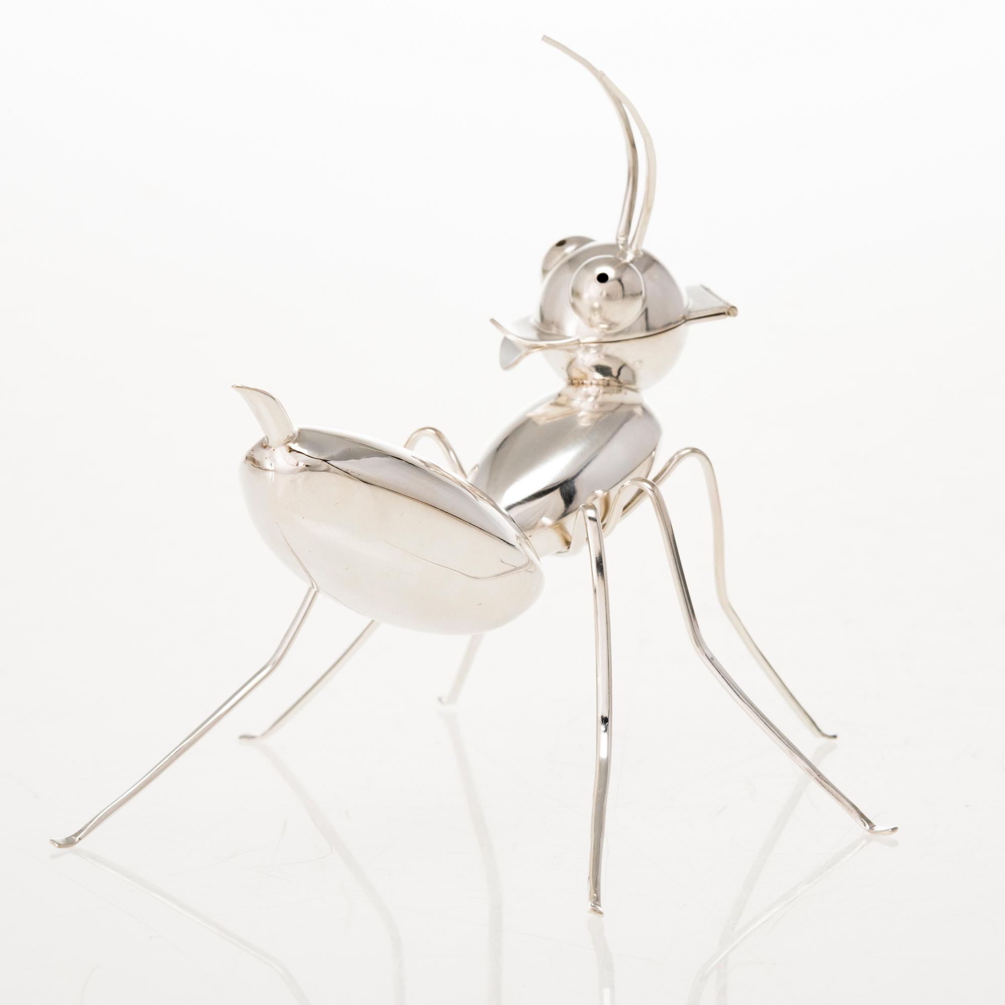 RU RUNEBERG. A small sterling silver oil decanter 'Pissing ant'. Vaasa 2014.