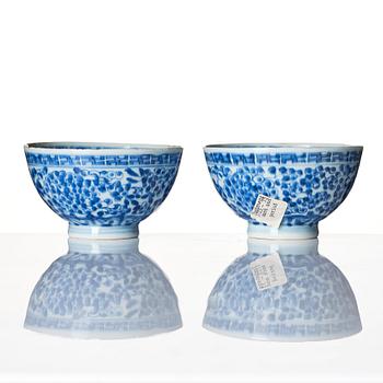 A pair of blue and white bowls, Qing dynasty with Yongzheng mark and of the period (1723-35).