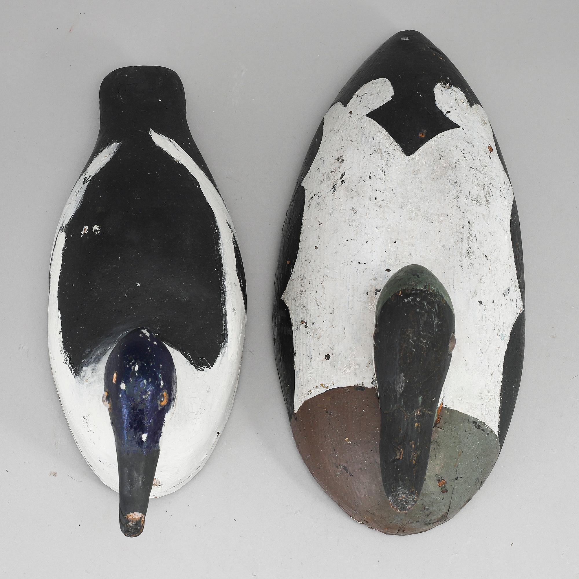 Two painted wood imitation duck,  first half of the 20th century.