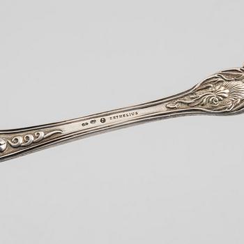 A Swedish silver serving spoon, mark of Adolf Zethelius, Stockholm 1846.