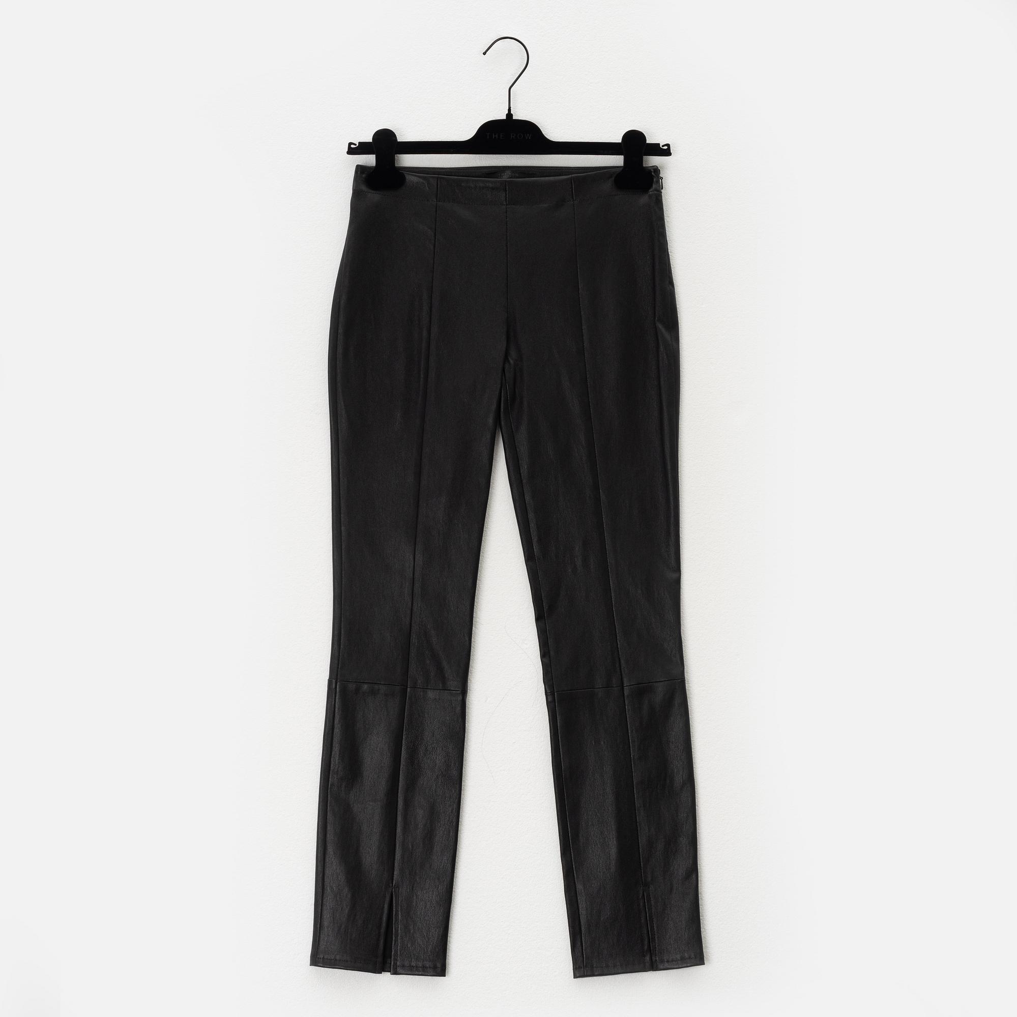 The Row, a black leather top and pants, size 0.