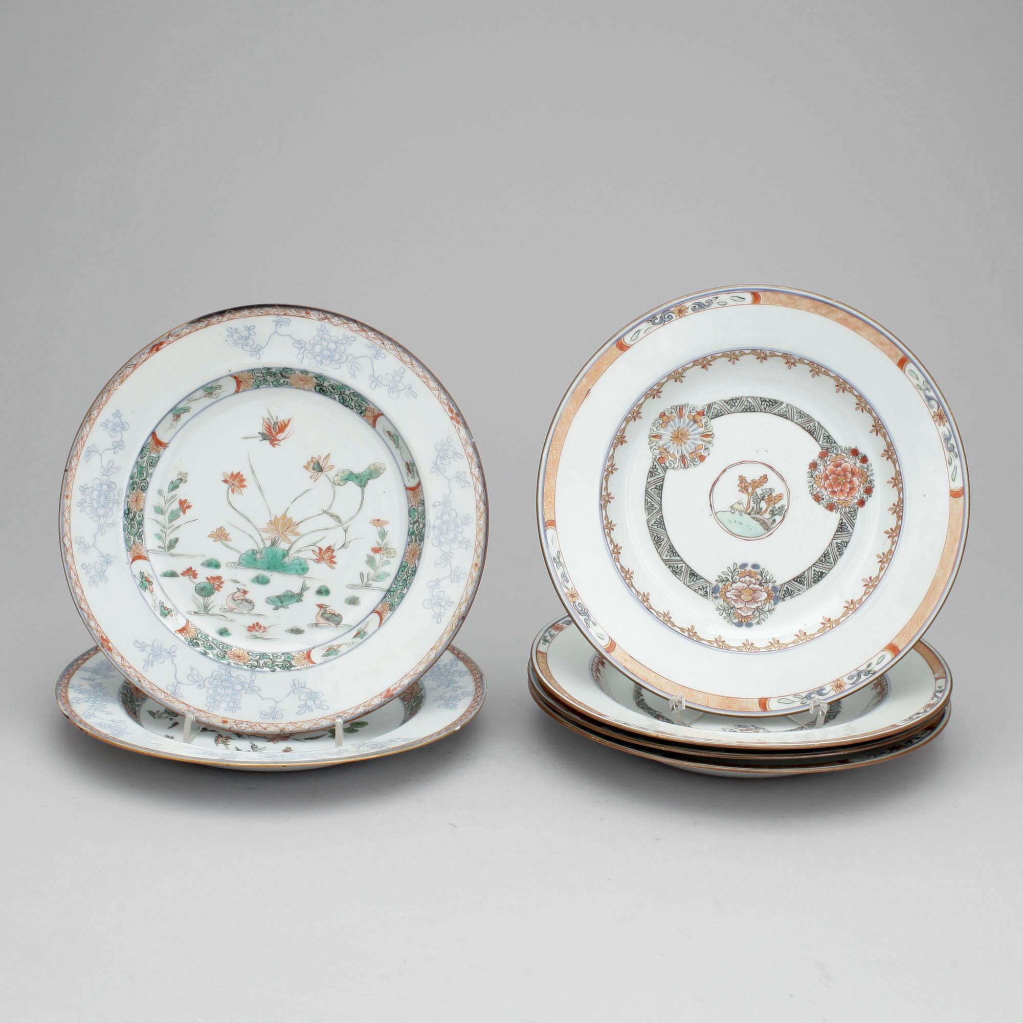 TALLRIKAR, 4+2 st, porslin, Kina 1700-tal.