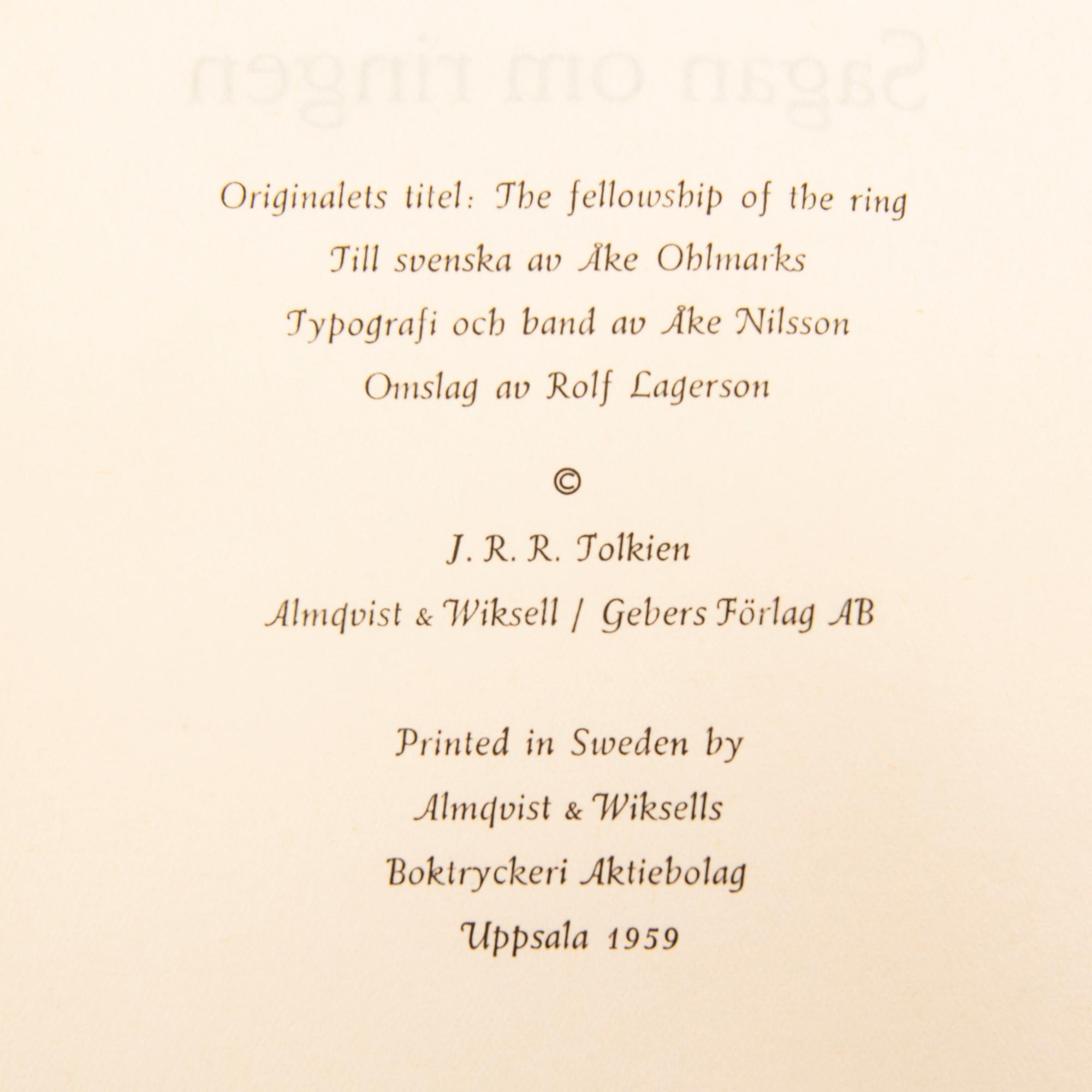 J.R.R Tolkien,  böcker 2 vol 1959/60 (Svensk första utgåva).
