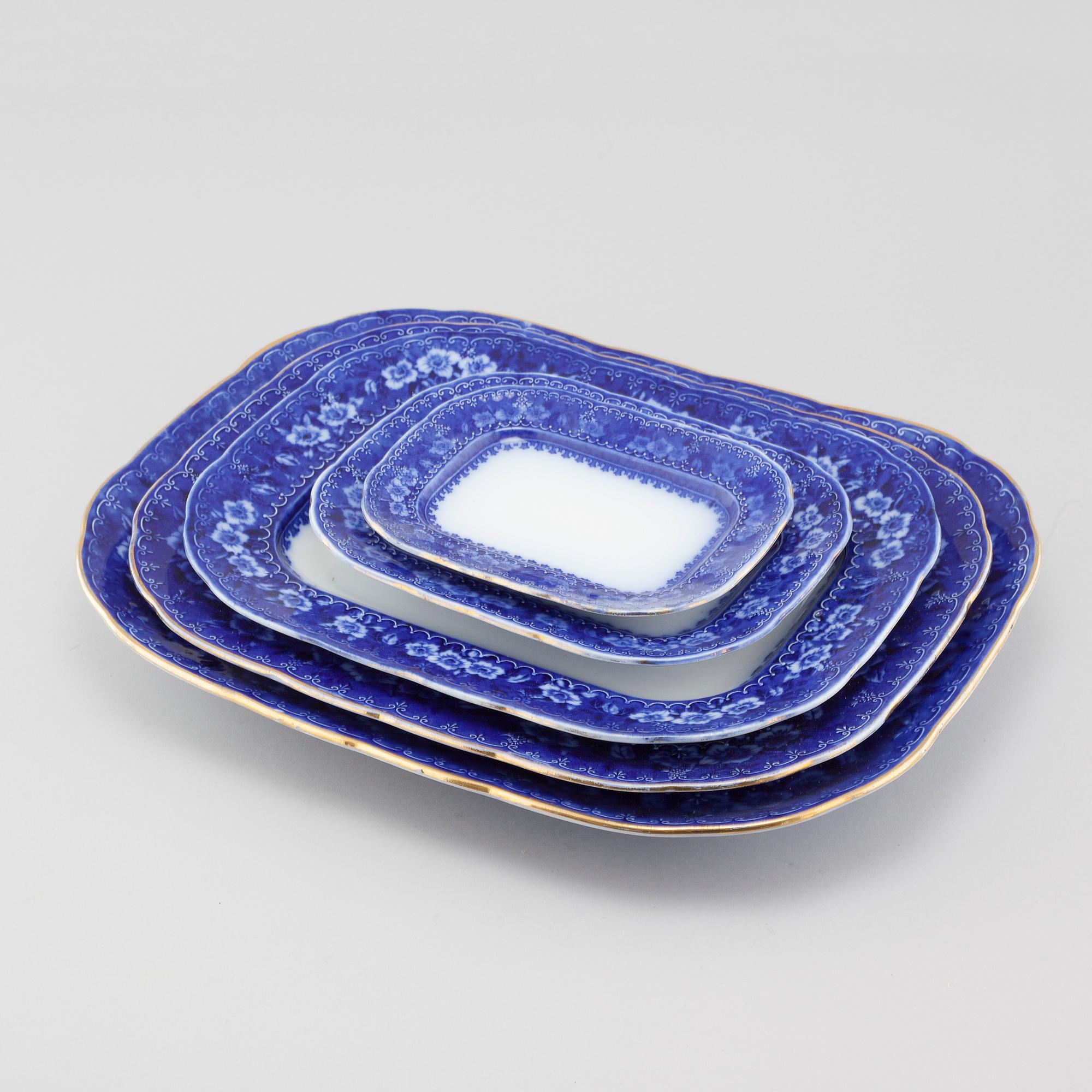 MATSERVIS, flintgods, 102 delar, "Opak", Gustavsberg, tidigt 1900-tal.