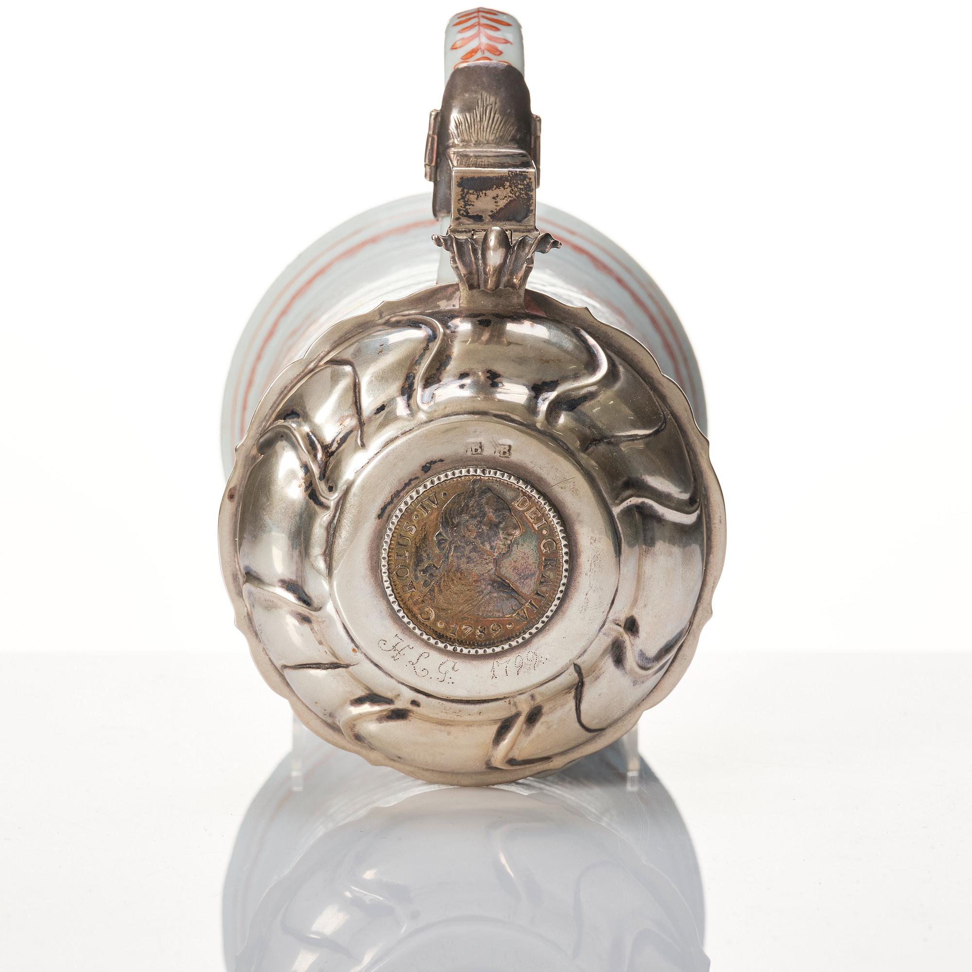 A silver mounted tankard, Qing dynasty, Kangxi (1662-1722).
