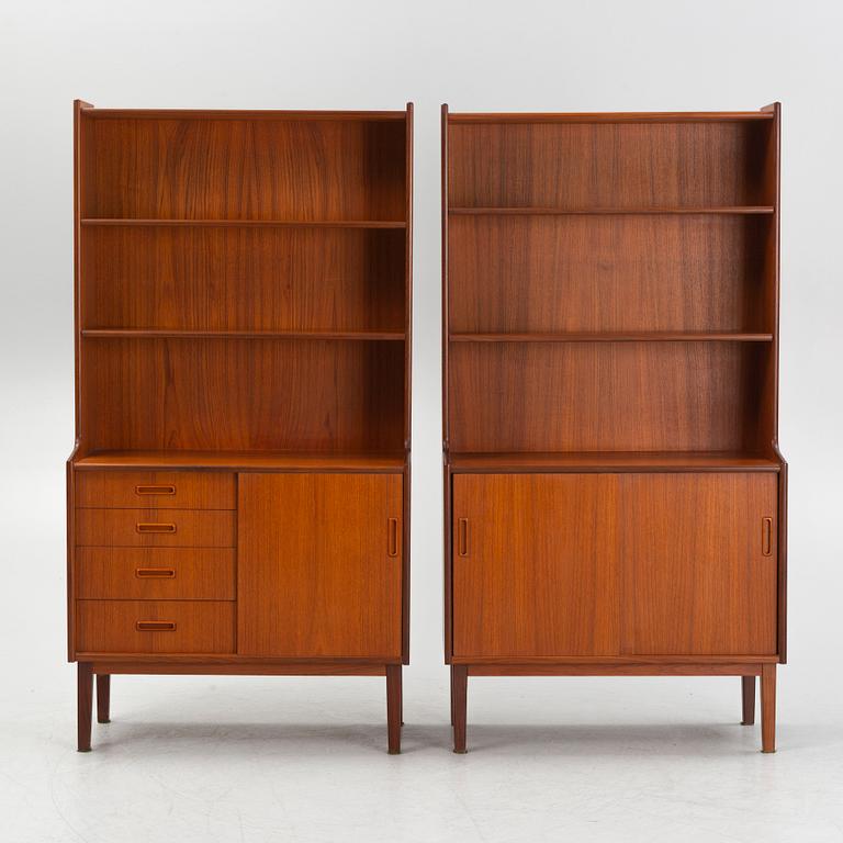 Bokhyllor, 2 st, Skandinavien, 1960-tal.