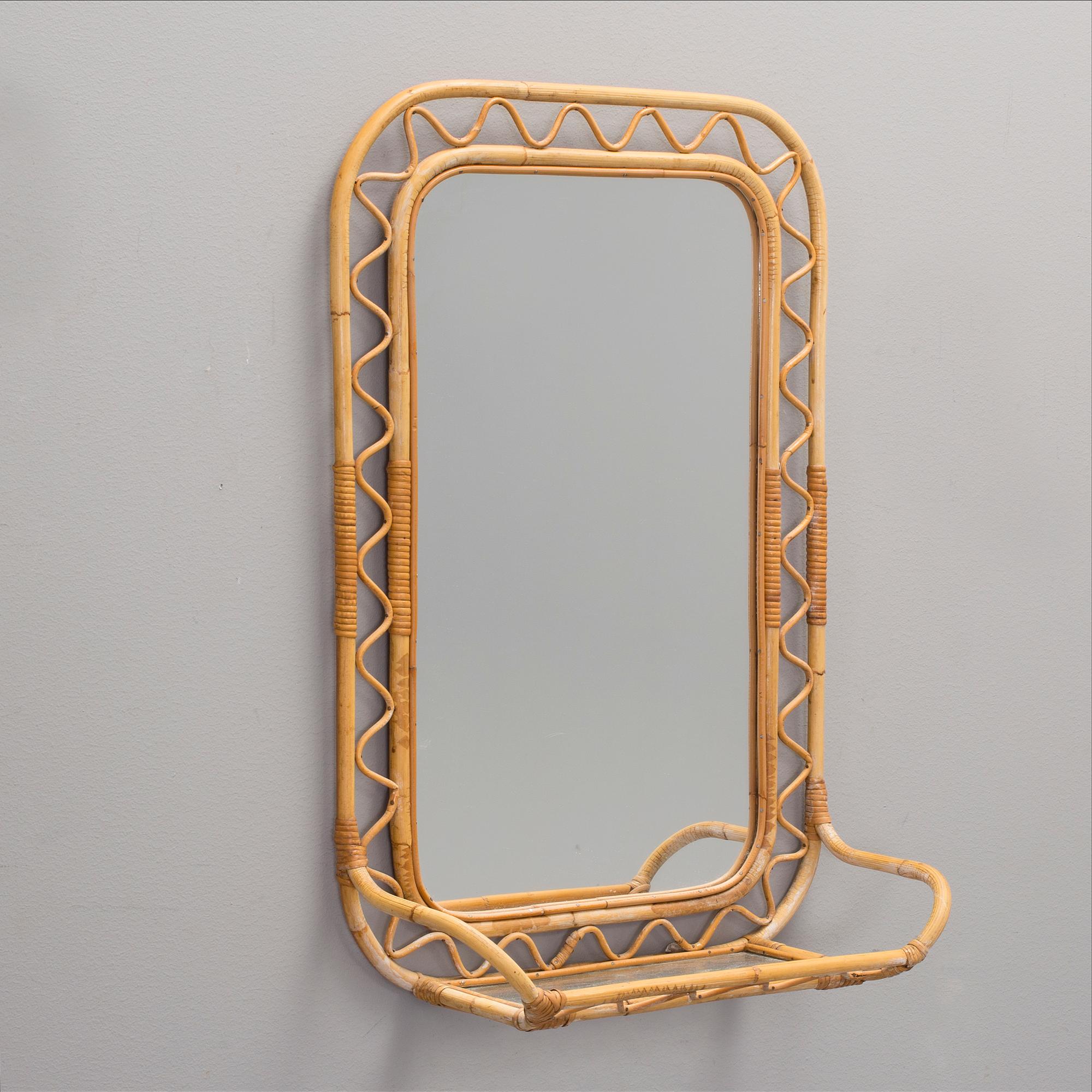 SPEGEL, bambu och rotting, möjligen Svenskt Tenn. 1900-talets mitt.