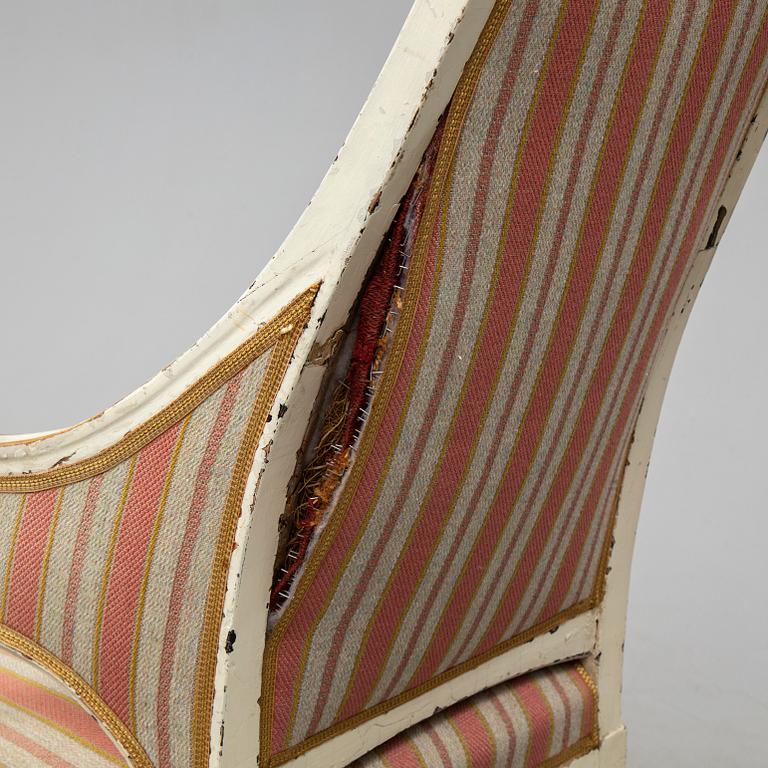 A late Gustavian armchair, attributed to Ephraim Ståhl, circa 1800.