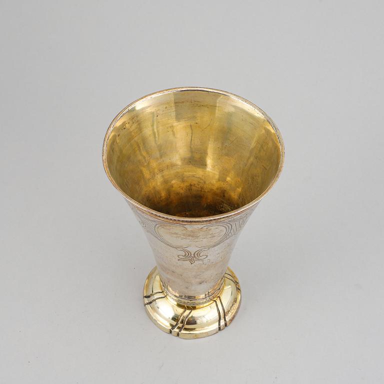 A swedish parcel-gilt silver beaker, mark of Stephan Westerstråhle, Stockholm (1789-1812).