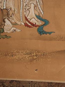 A Japanese six fold screen, Meiji period (1868-1912).