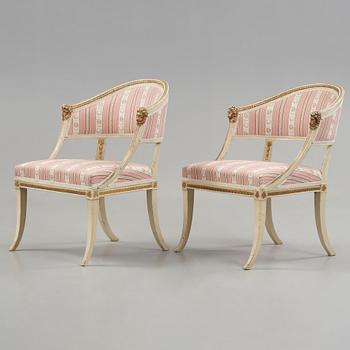 A pair of late Gustavian armchairs by Ephraim Ståhl (master in Stockholm 1794-1820).