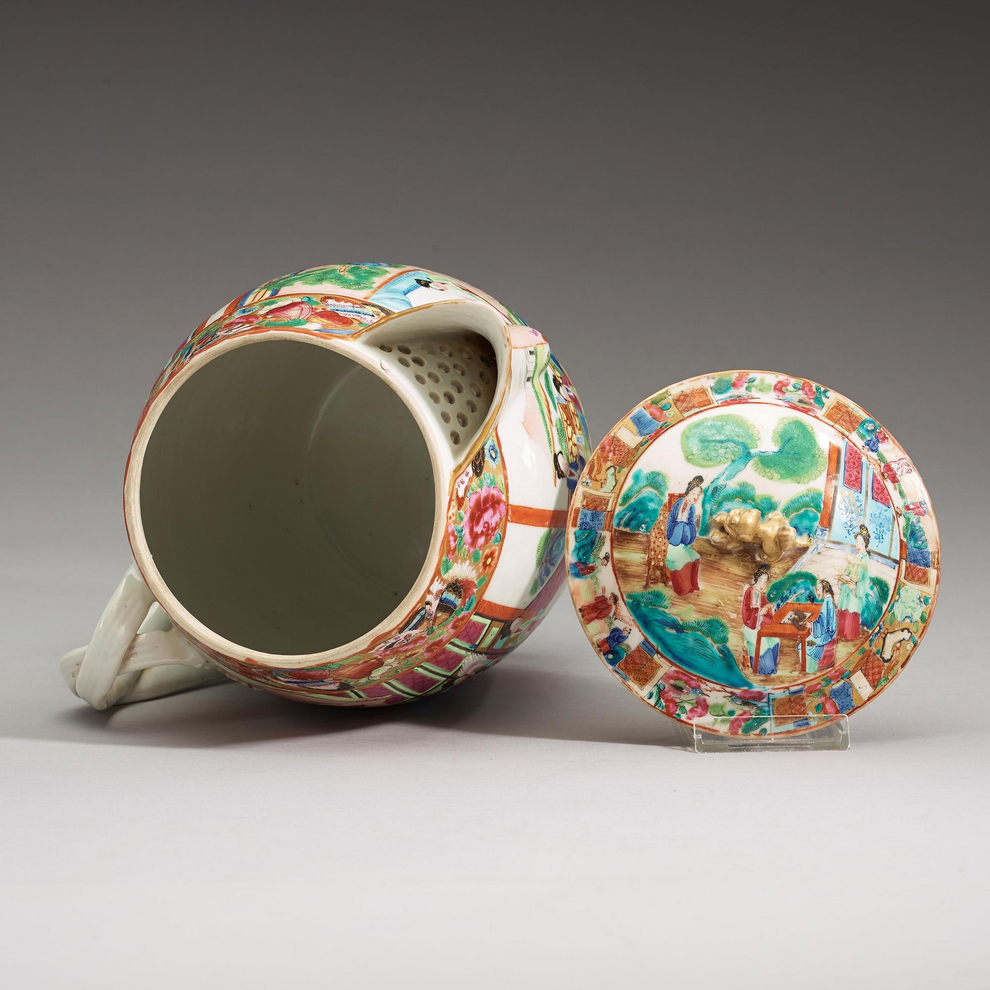 CIDERKANNA med LOCK, porslin. Kanton, Qingdynastin, 1800-tal.