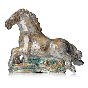 82. Allan Ebeling, glazed earthenware sculpture of a galloping horse, Torshälla.