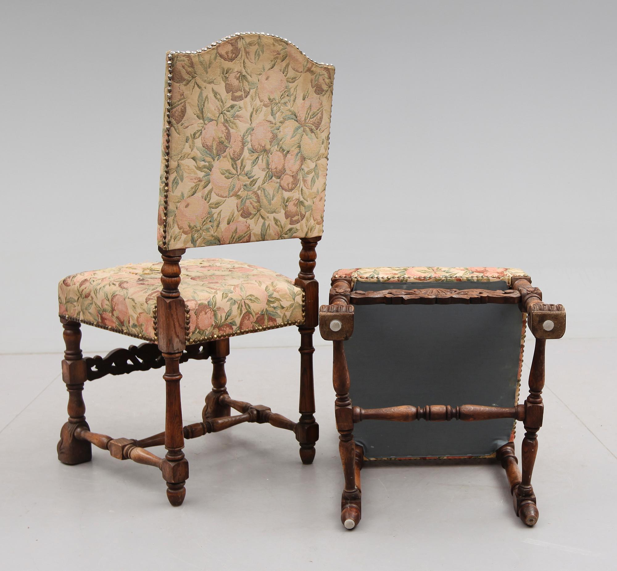 STOLAR, 6 st, barockstil, 1900-talets första hälft.