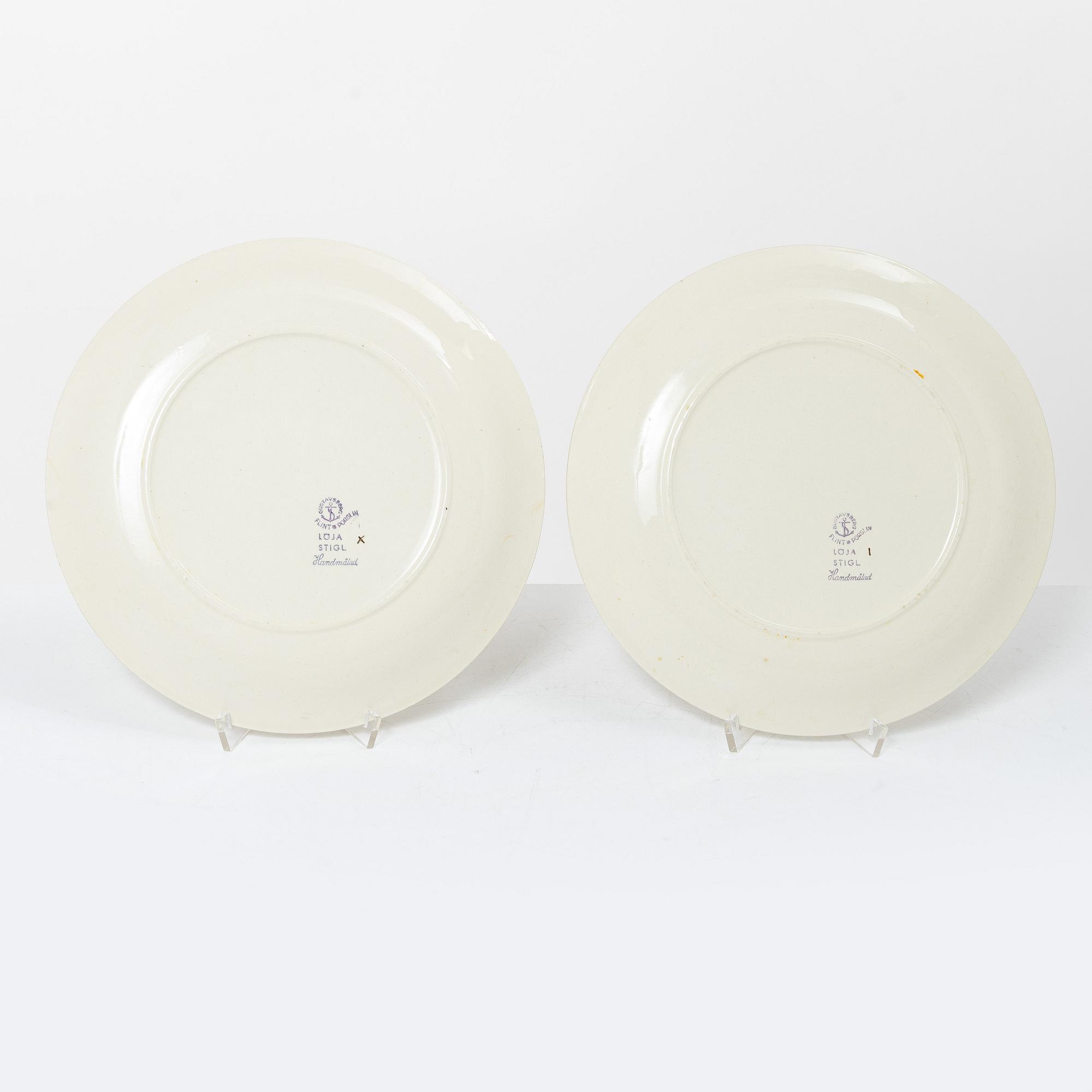 Stig Lindberg, Eight 'Löja' plates, Gustavsberg.