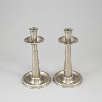 A pair of Swedish 20th century  pewter candlesticks for GAB.