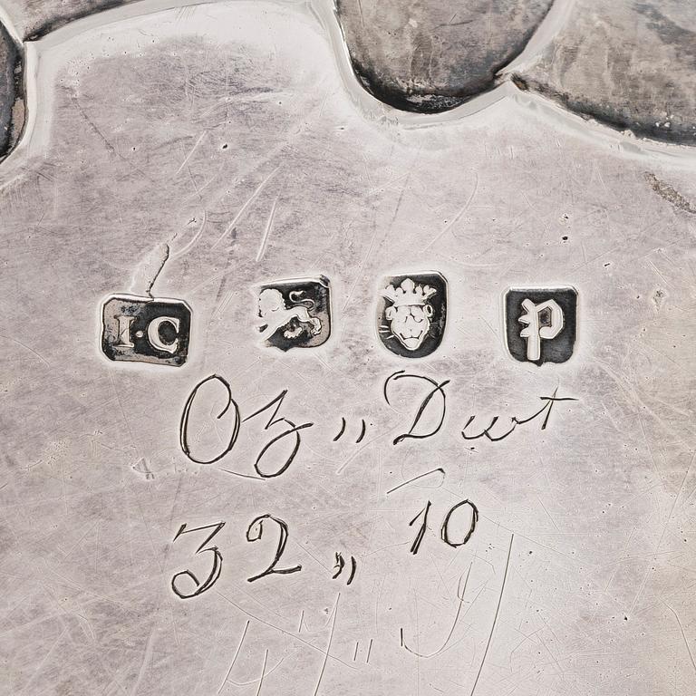 A George III sterling silver salver, London 1770. Maker's mark I.C,  possibly of John Carter II.