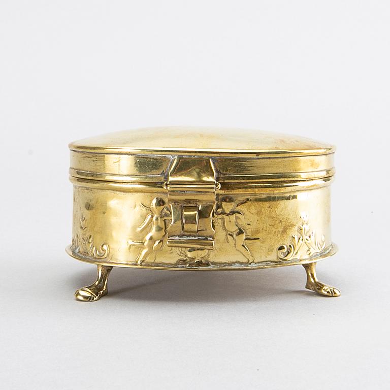 A Baroque style brass box later part of the 19th century.