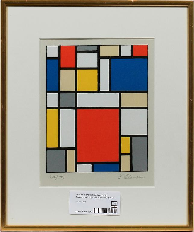 FRANCISKA CLAUSEN, färgseriegrafi. Sign och numr 106/199.