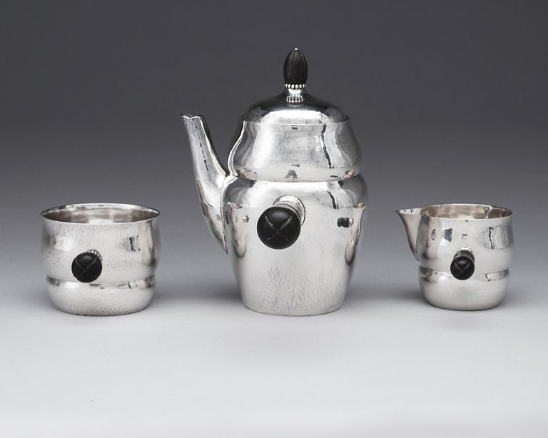 A Georg Jensen 3 pcs sterling coffee service, Copenhagen 1925-32.