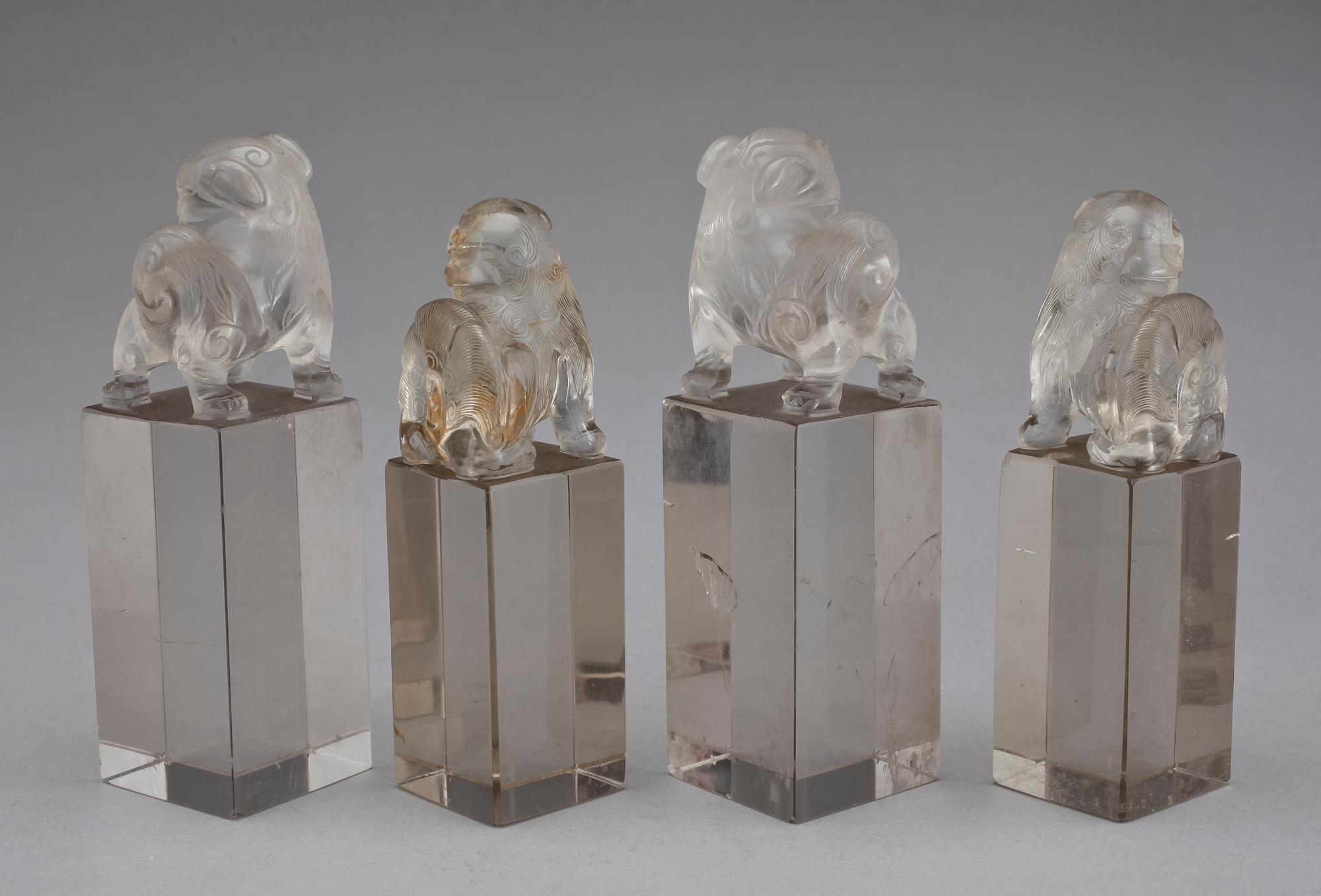 SIGILLSTAMPAR 4 st. Kristall, Kina. Tidigt 1900-tal.