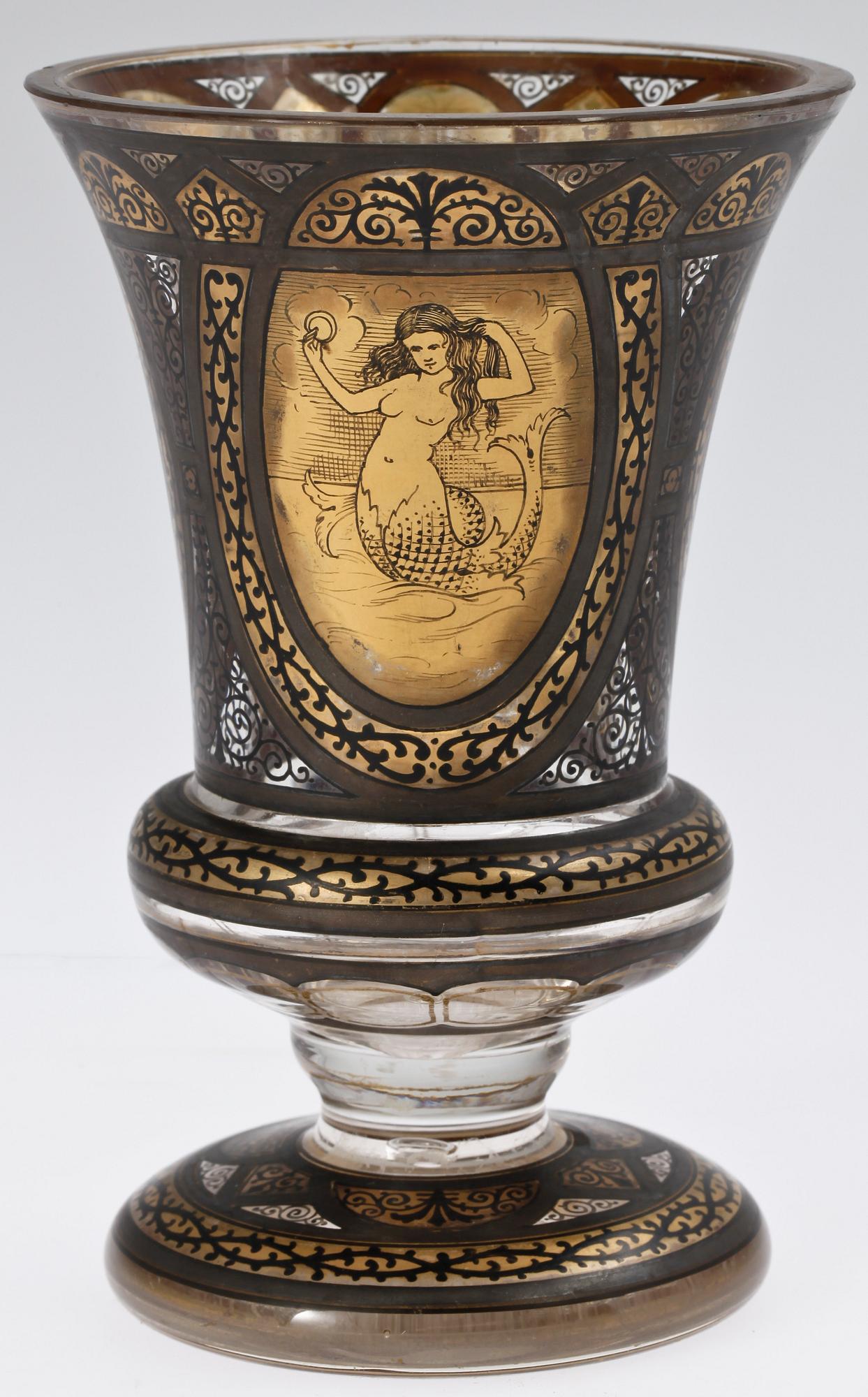 BÄGARE, glas, trol. Böhmen, 1800-talets andra hälft.