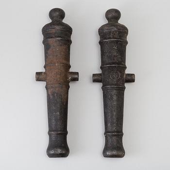 Two cast iron salute cannons from Hällefors bruk 19th century.