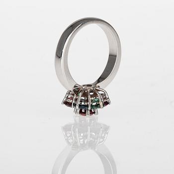 RING, 14K vitguld, turmaliner tot. 2,10 ct. Vikt 5,75 g.