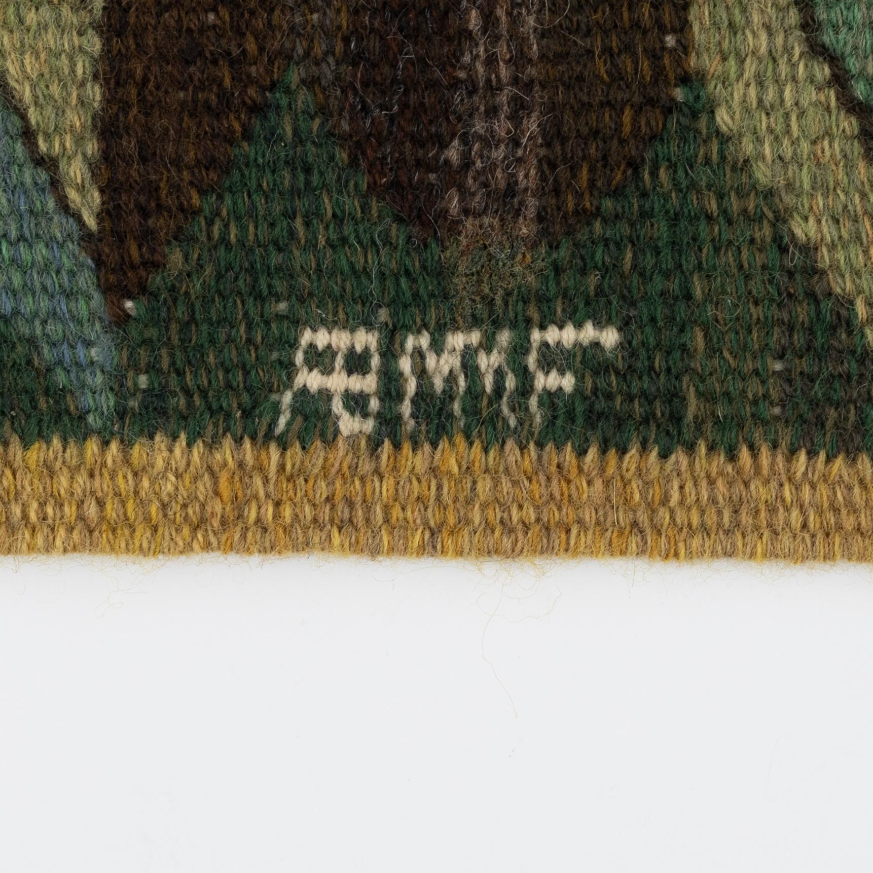 Märta Måås-Fjetterström, vävnad, gobelängteknik, "Täppan", signerad AB MMF.