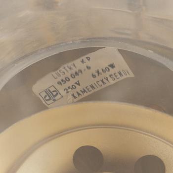 Lustry Kamenicky Senov, a brass and glass ceiling lamp, Czech Republic, second half of the 20th century.