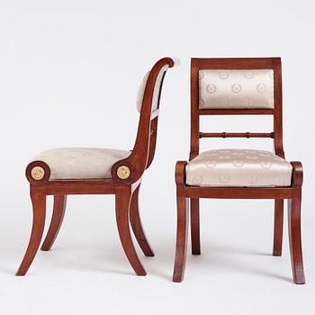 A set of five mahogany Empire chairs, the model attributed to C. F. Sundvall (1754-1831).