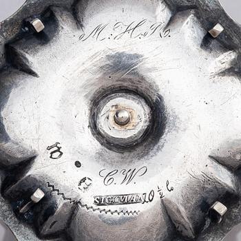 A pair of Swedish 18th century silver chamber-candlesticks, marks of Jürgen Friedrich Sickman, Stockholm 1757.