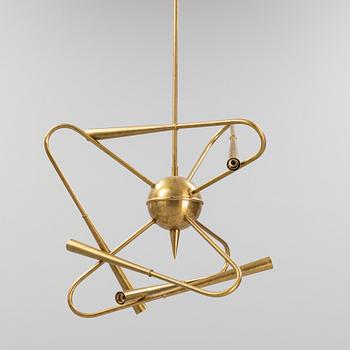 A mid 20th Century brass celiling light.