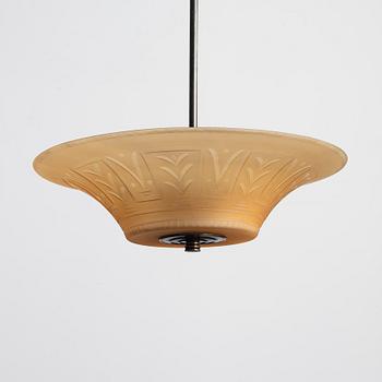 Edward Hald, a ceiling lamp, Orrefors, 1930s.