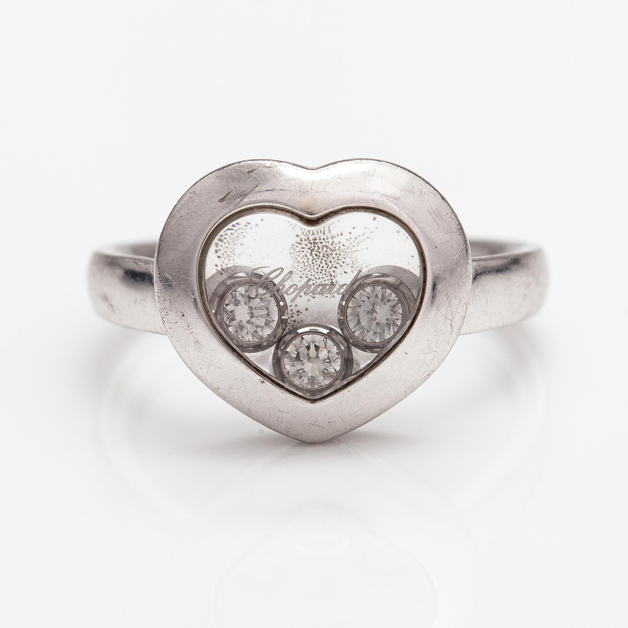 Chopard, Ring "Happy diamonds", 18K vitguld, diamanter ca 0.13 ct tot. Märkt.