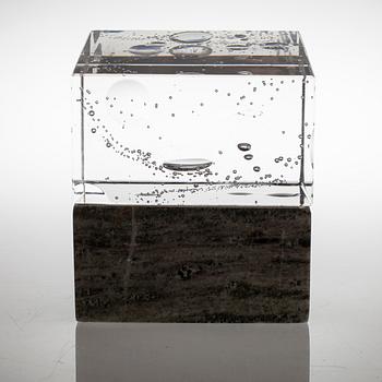 JAN JOHANSSON, sculpture, glass and marble, unique, Orrefors.