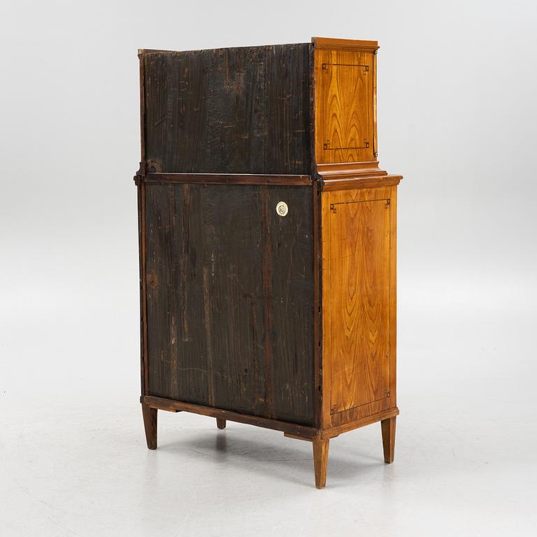 A French elm veneered secretaire, 19th Century.