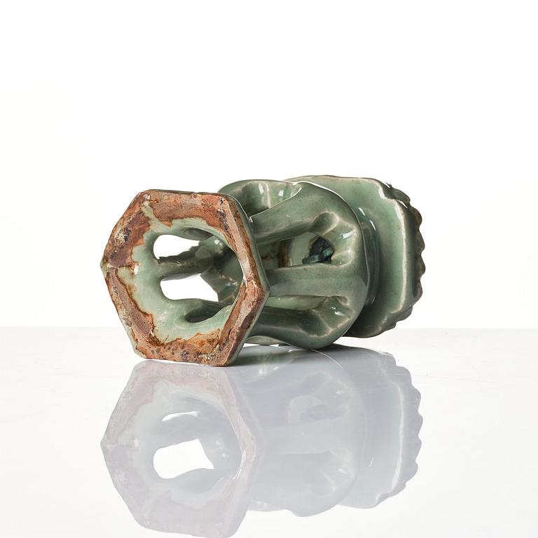 A rare celadon lamp, Ming dynasty (1368-1644).