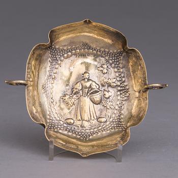 A German gilt silver sweet-meat dish from Augsburg 1695-1705.