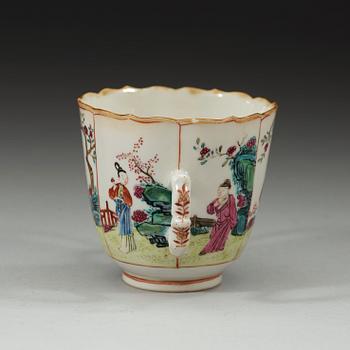 A famille rose chocolate cup with suacer, Qing dynasty Yongzheng (1723-35).