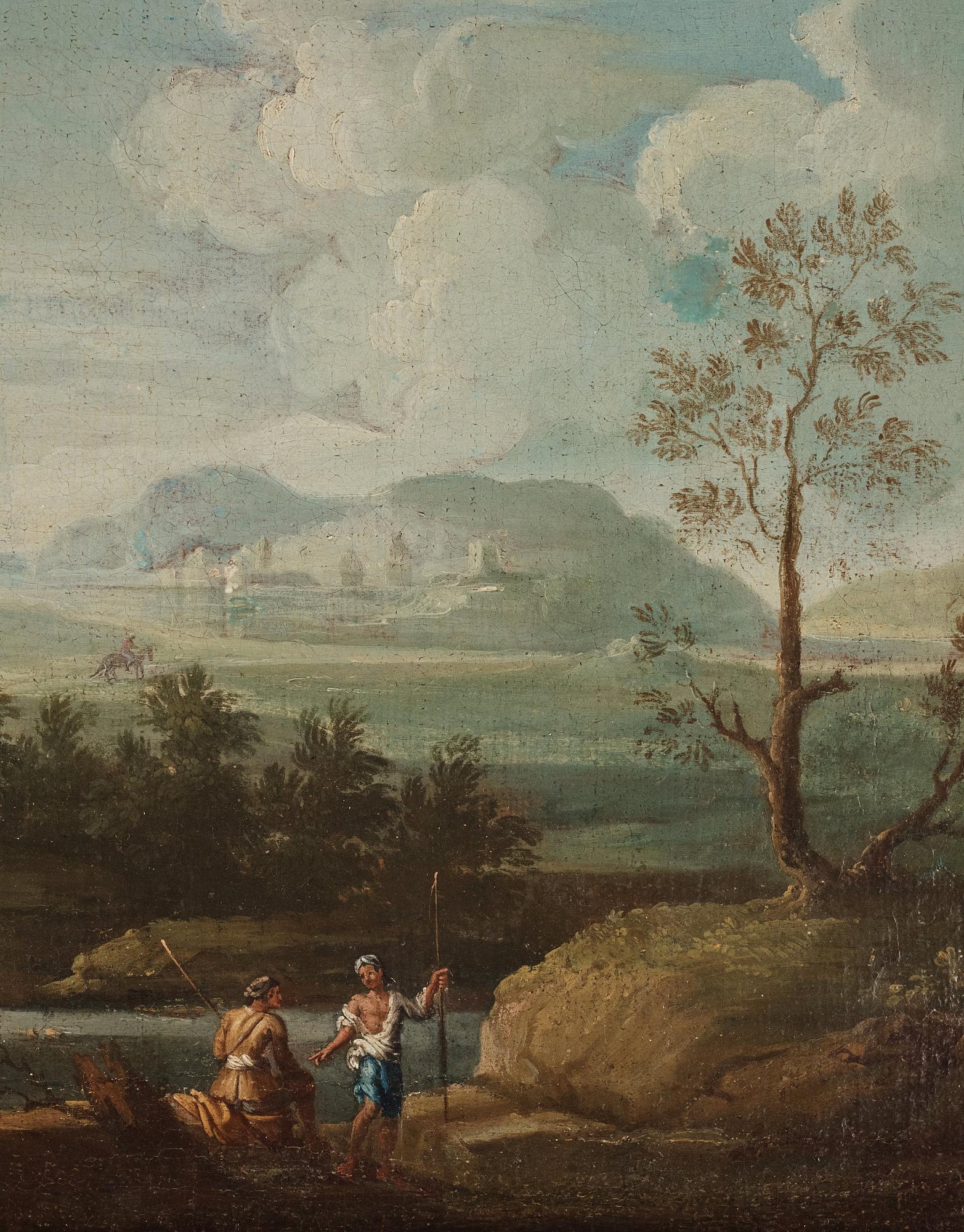 Claude Lorrain Hans art, Vidsträckt landskap med rastande figurer.
