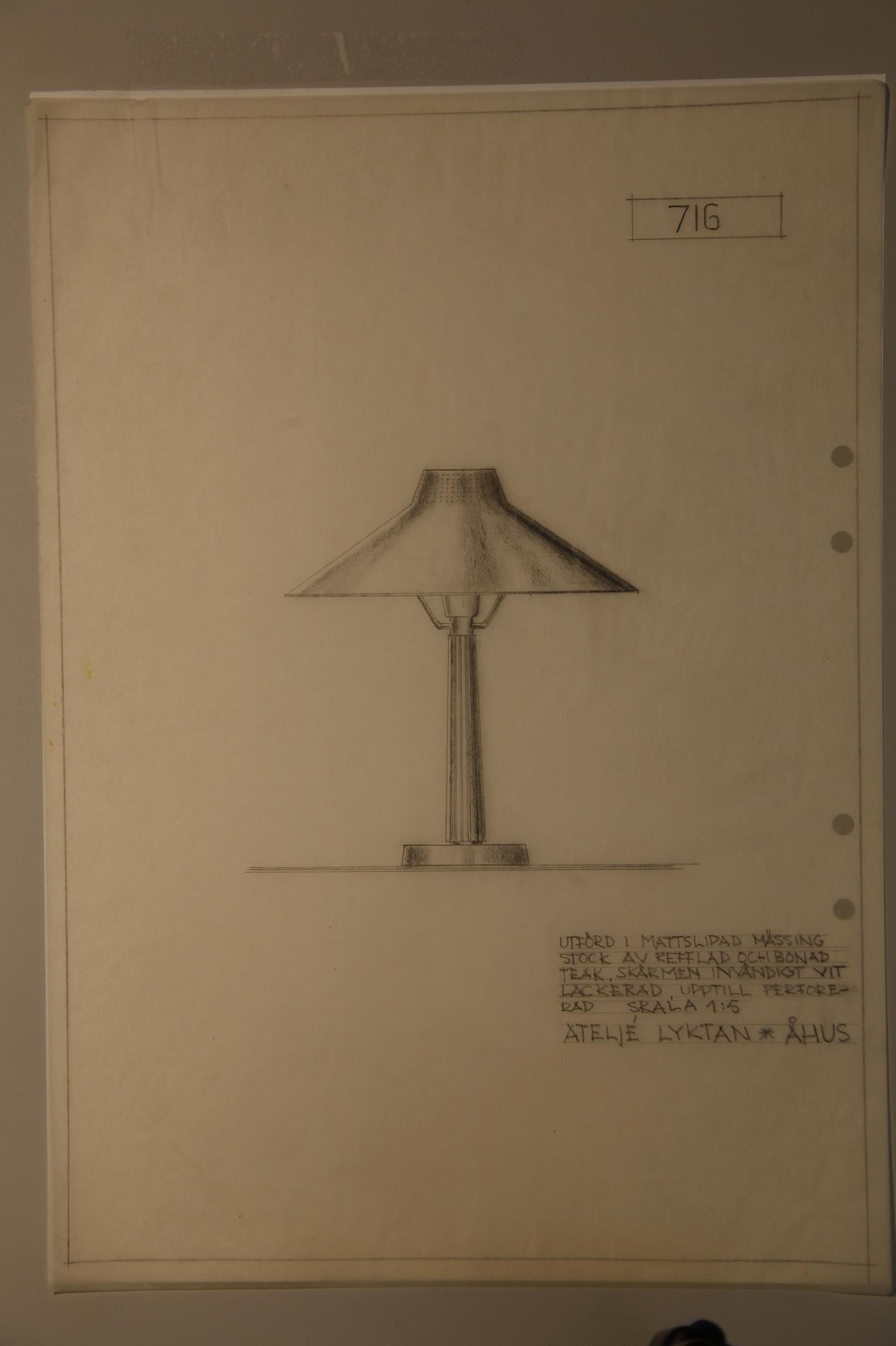 Hans Bergström, bordslampa, modell "716", ateljé Lyktan, 1940/50-tal.