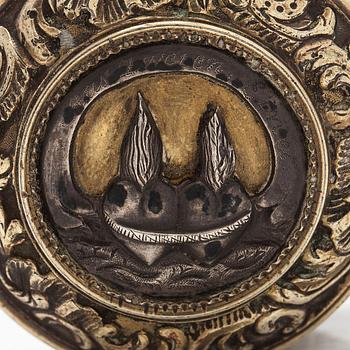 Silver case with concealed compartment, engraved 1776.