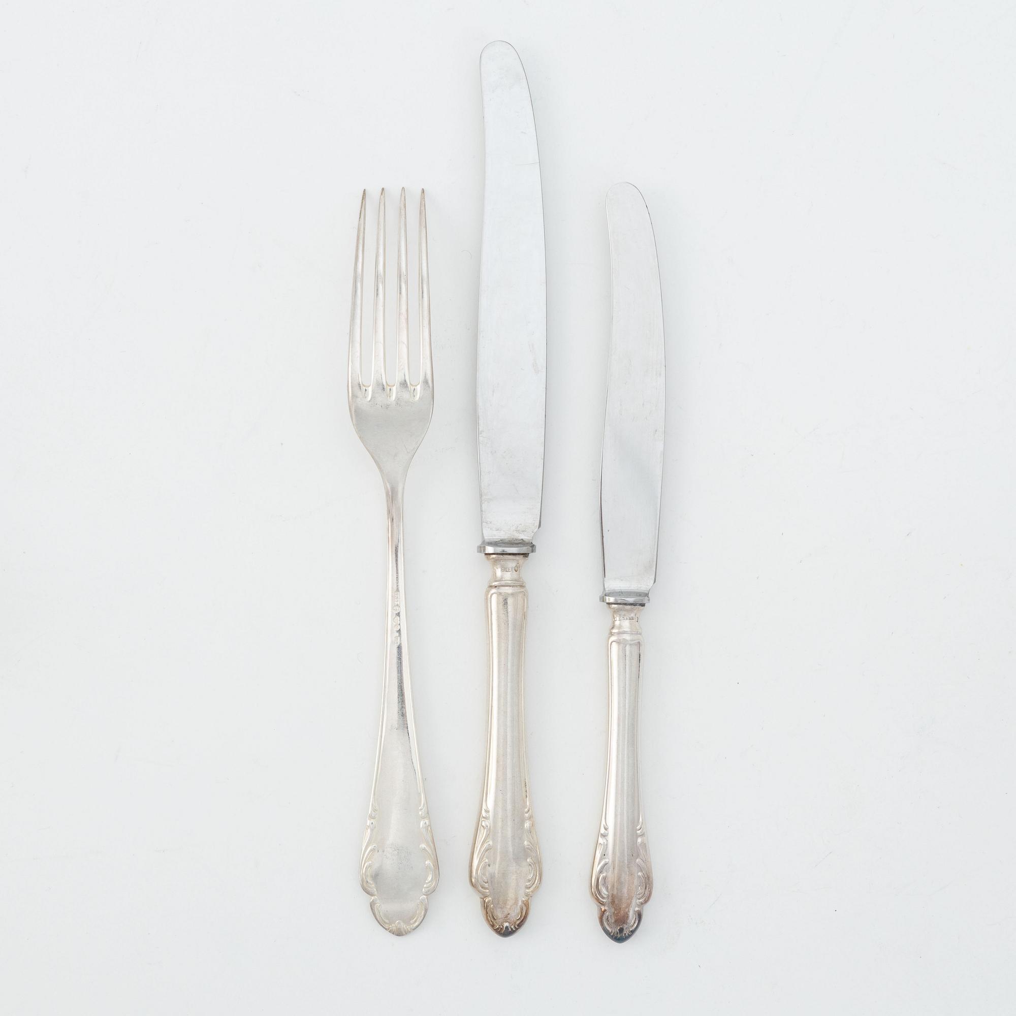 Skandia Silver-& Nysilver Ab, bestickservis, 49 delar, silver, modell Haga, Stockholm bl a 1937.