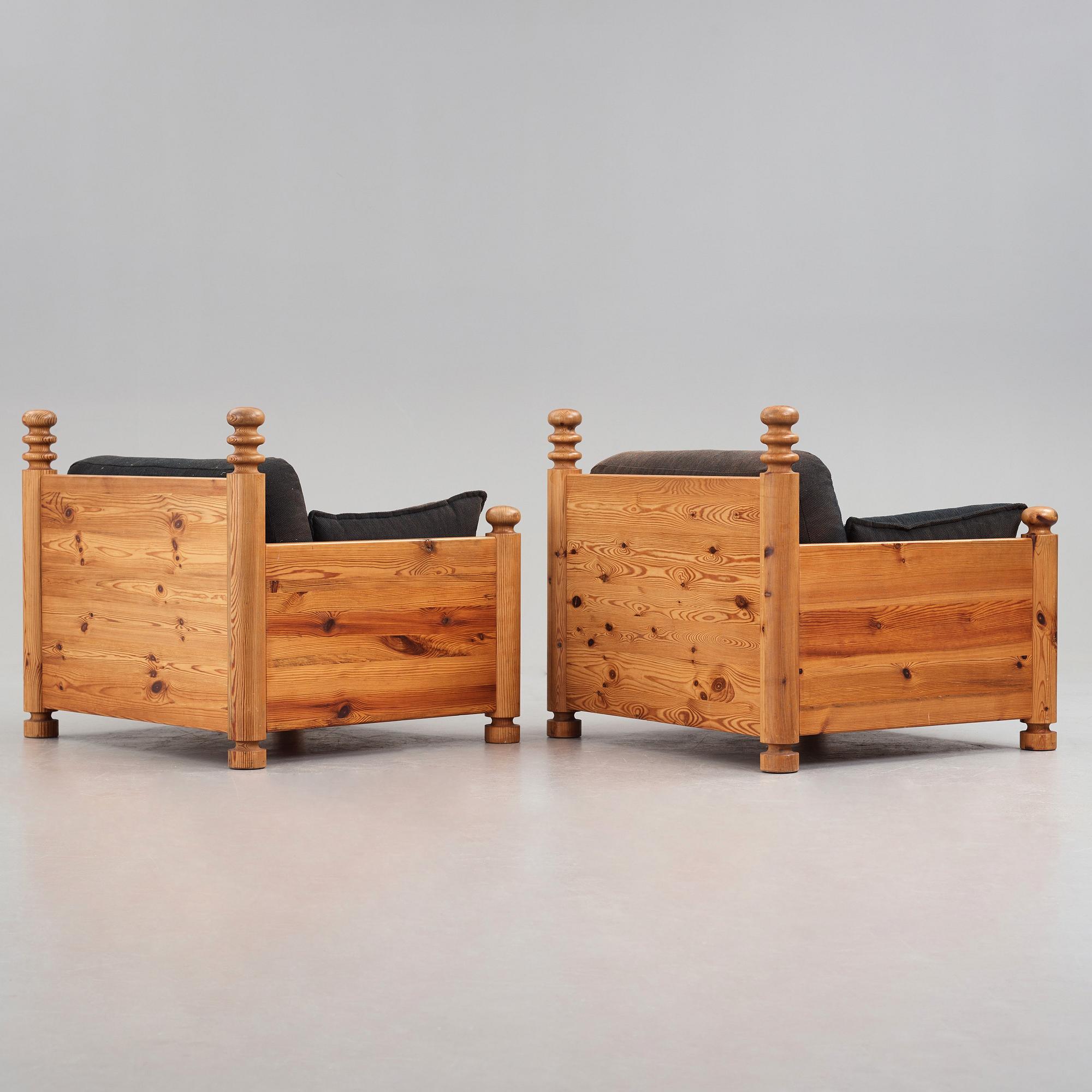 Uno & Östen Kristiansson, a pair of lounge chairs, Luxus, Sweden 1970s.