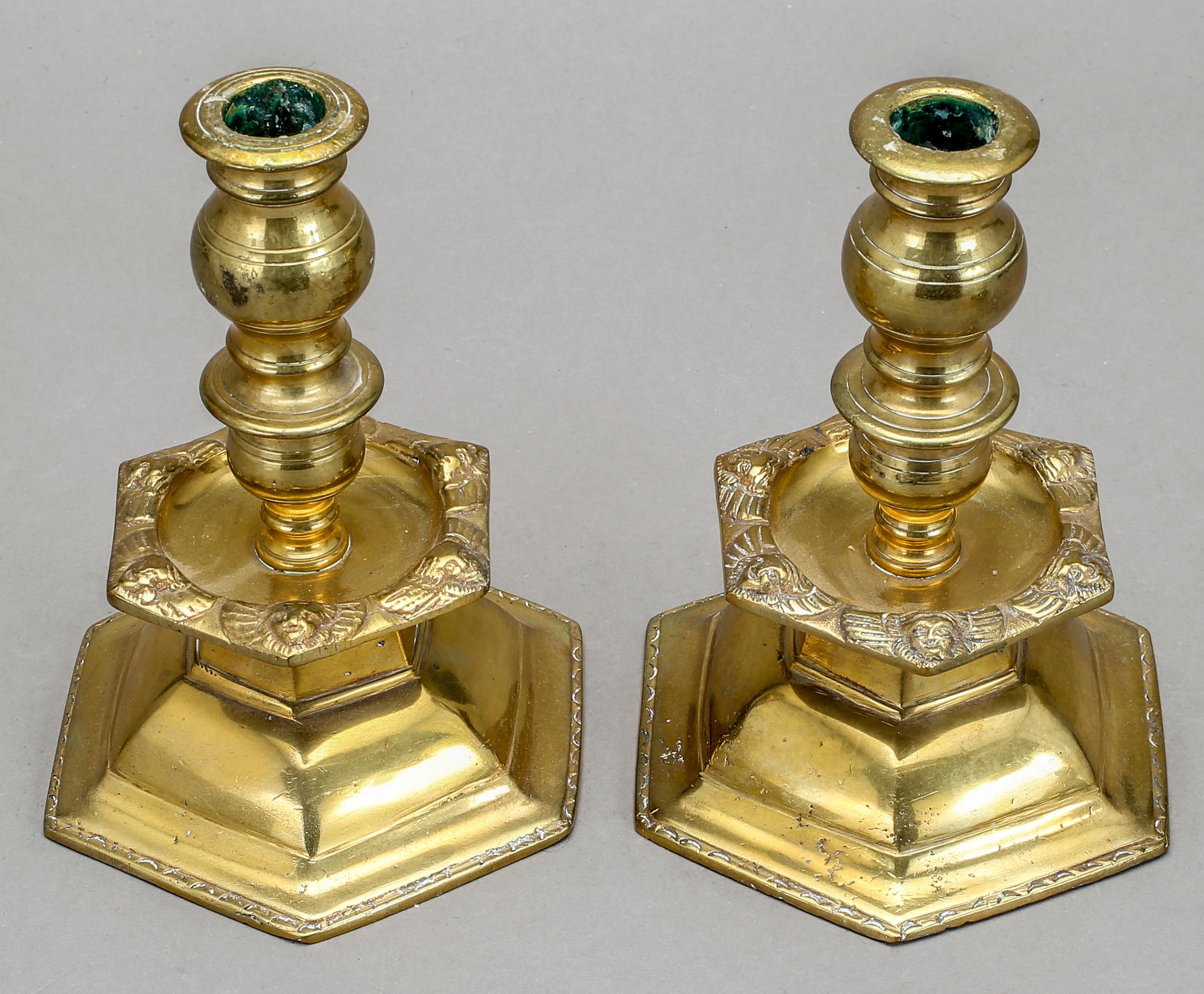 LJUSSTAKAR, ett par, mässing, barockstil, 1800-tal.