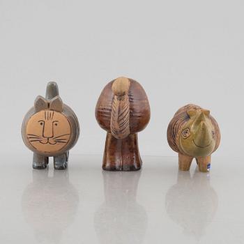 Lisa Larson, figuriner, 3 st, stengods, ur serien "Menageri", Gustavsberg.